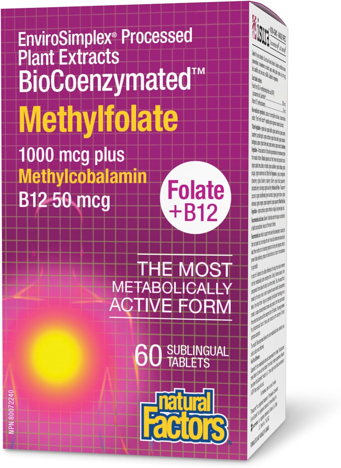 Natural Factors BioCoenzymated Methylfolate 1000 mcg, 60 Tablets - görsel 1