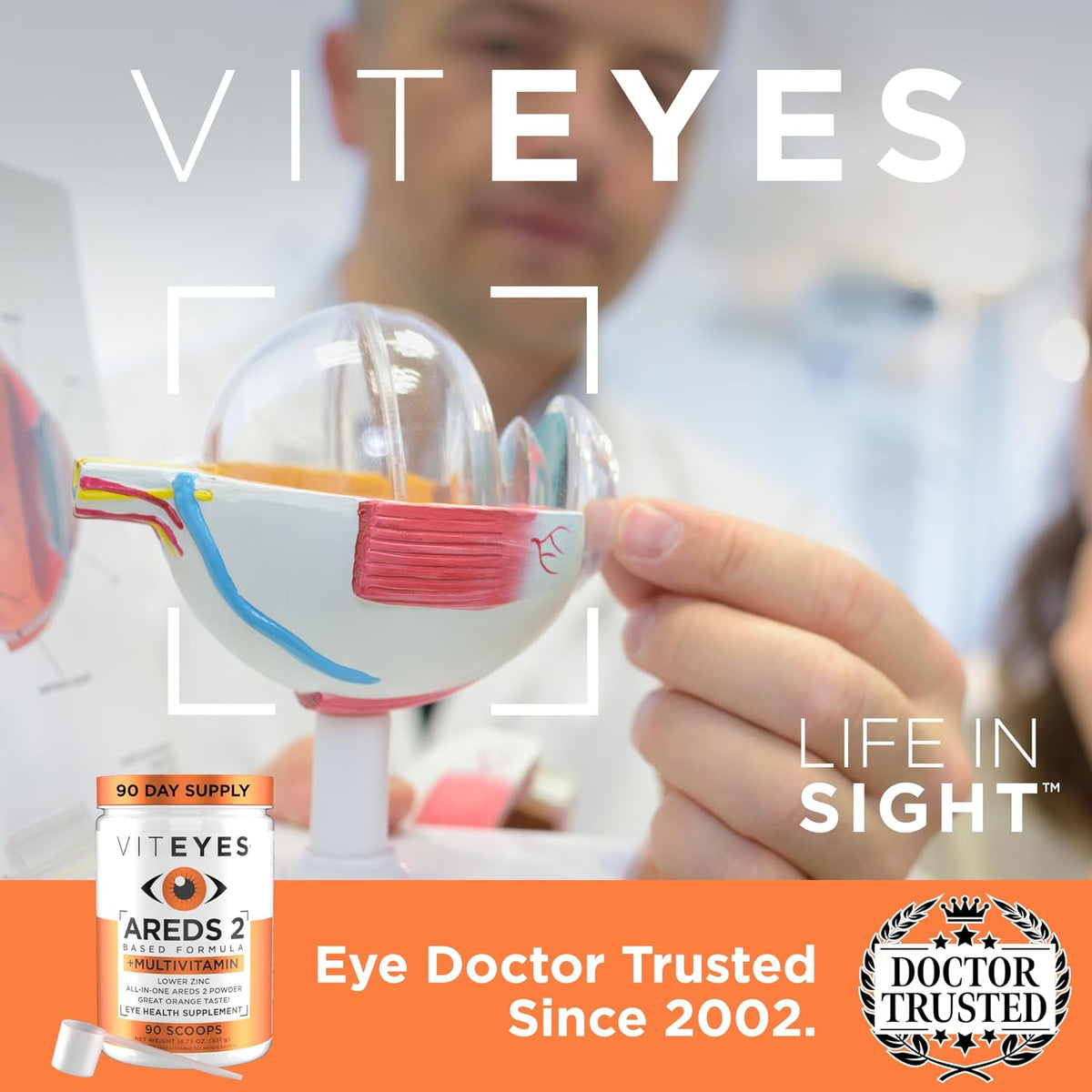 Viteyes AREDS 2 Powder + Multivitamin All-in-One, Macular Protection, Natural Orange Flavour, 90 Scoops - görsel 5