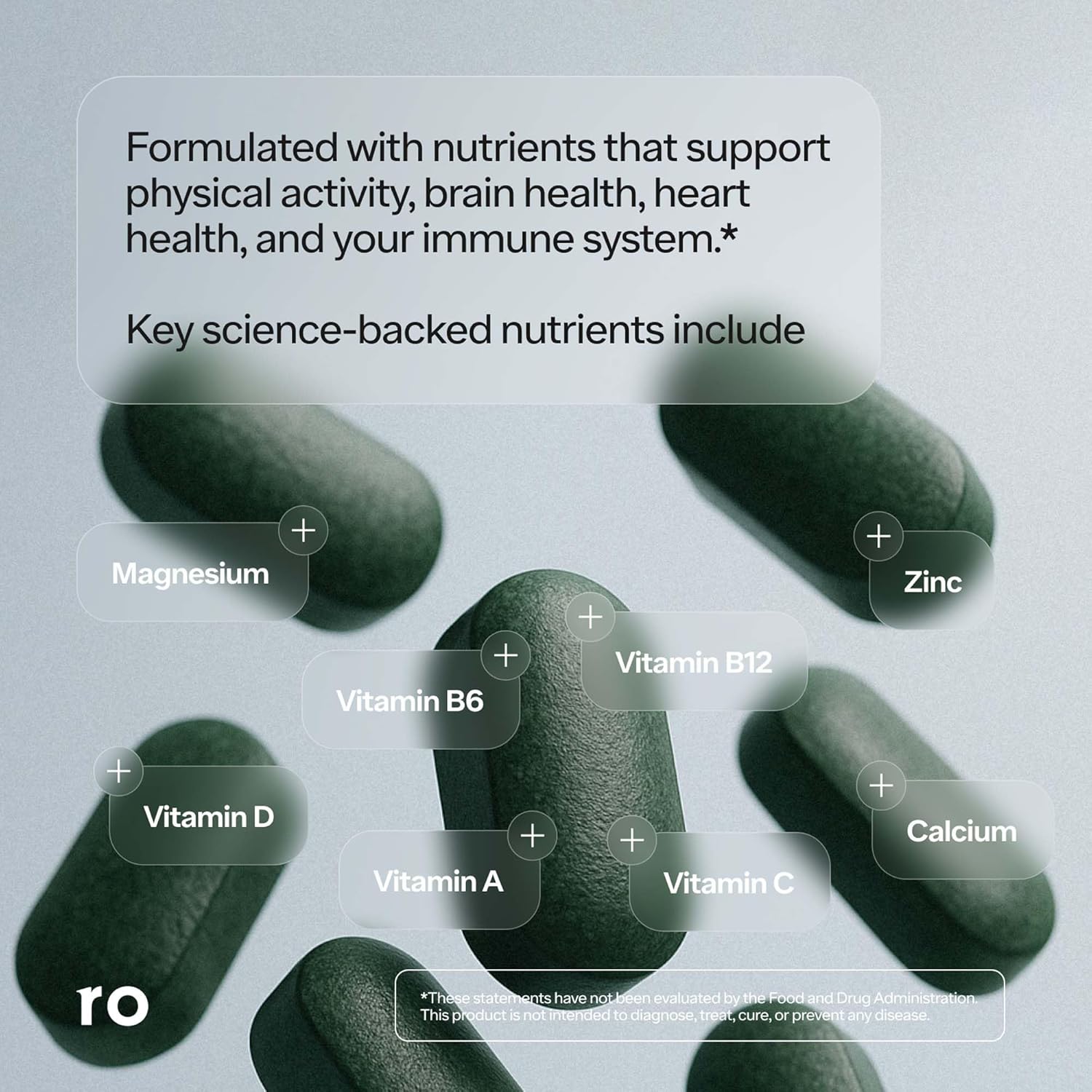 Ro Daily Multivitamin for Men | Supports Physical Activity, Brain and Heart Health, and Immune System with 23 Key Nutrients | 30-Day Supply (60 Tablets) - görsel 3