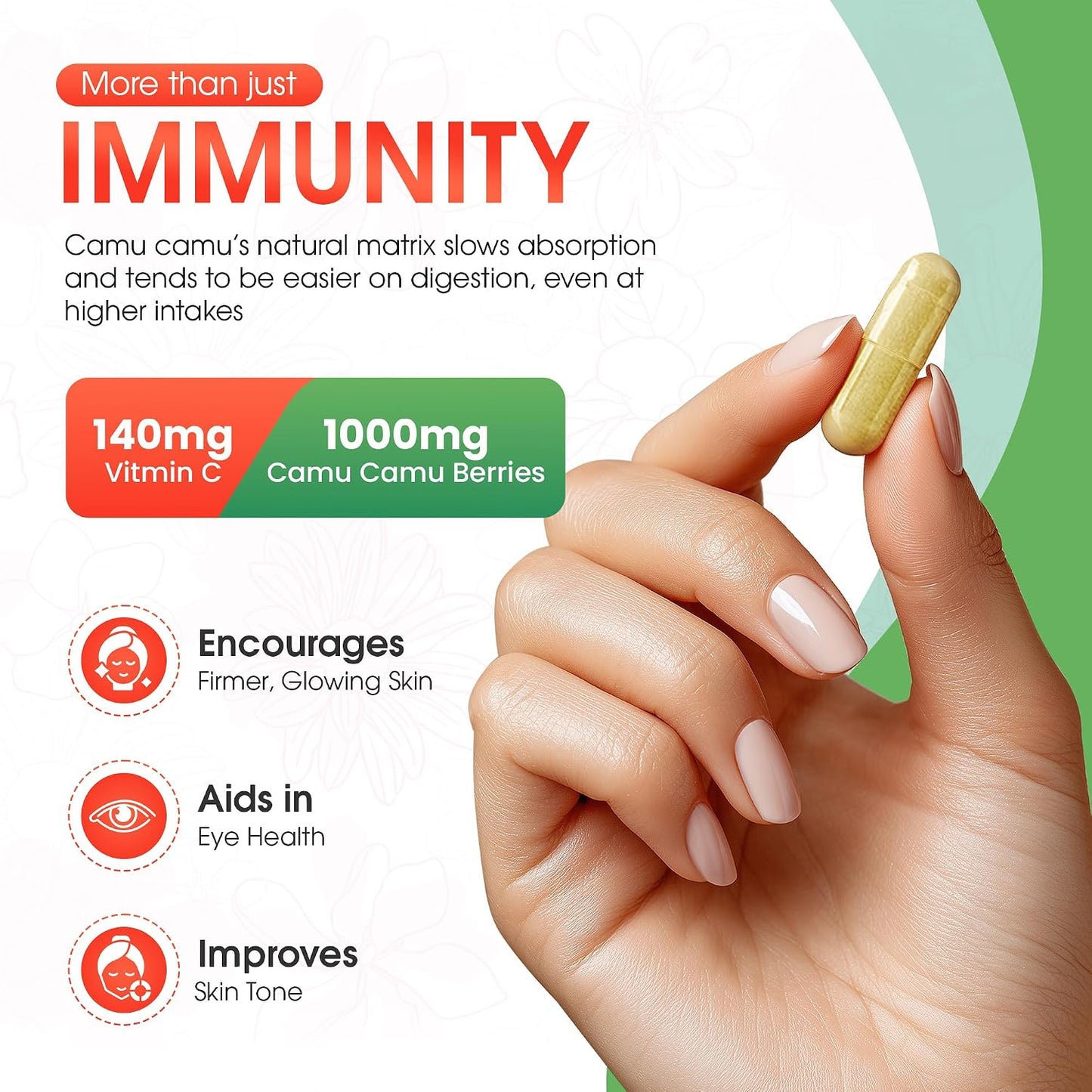 MNO Organic Camu Camu Vitamin C 1000mg, Wholefood Immune Support, 120 Capsules - görsel 2