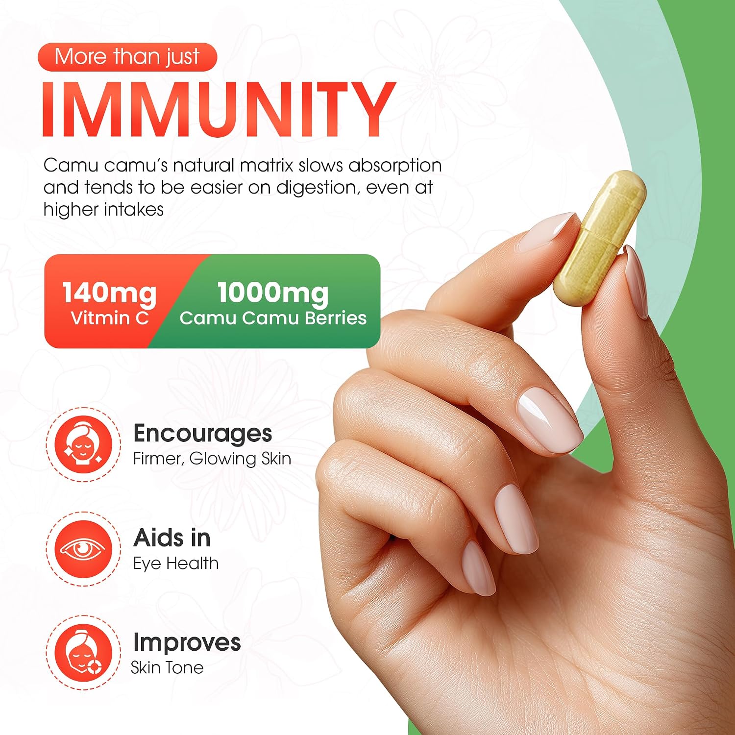 MNO Organic Camu Camu Vitamin C 1000mg, Wholefood Immune Support, 120 Capsules - görsel 2