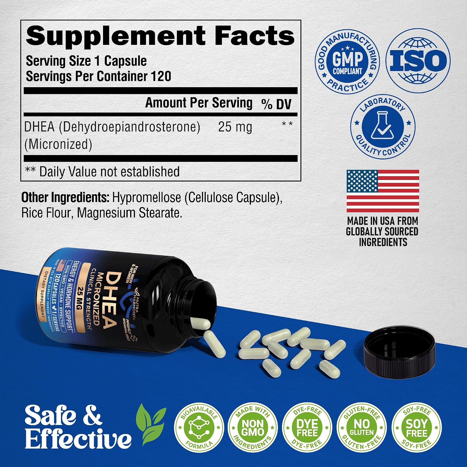 DHEA 25mg – Micronised DHEA Supplement for Hormone Balance & Energy Support – 120 Capsules - görsel 7