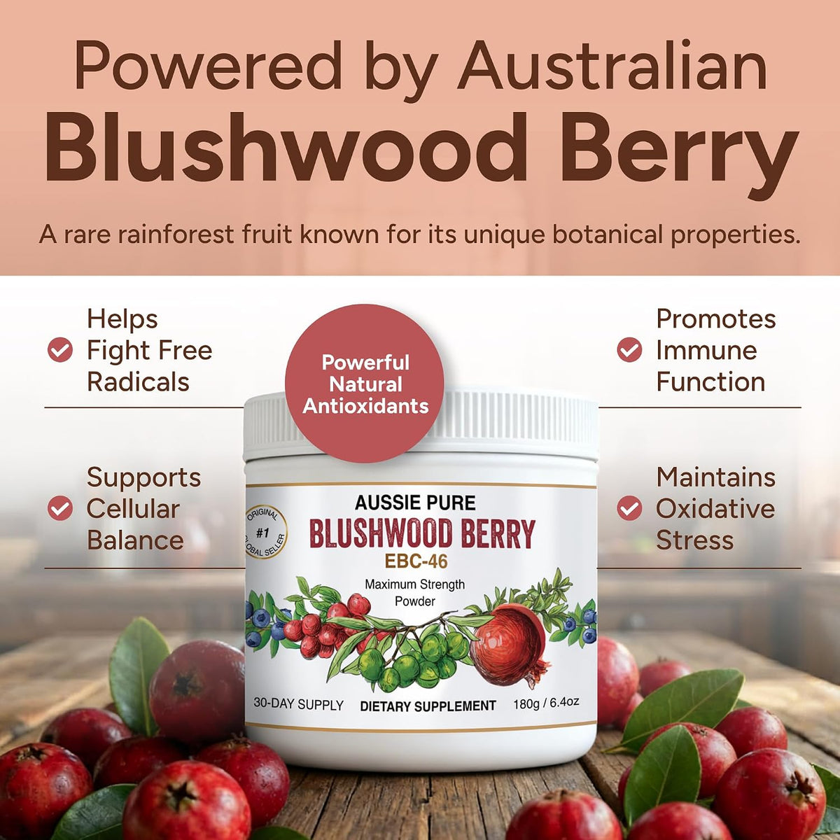 Aussie Pure Blushwood Berry Powder EBC-46 – Maximum Strength Immune and Cellular Support (180g) - görsel 4