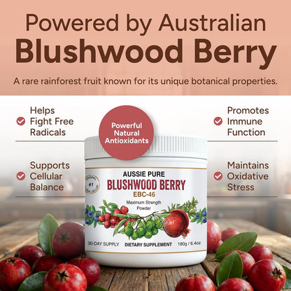 Aussie Pure Blushwood Berry Powder EBC-46 – Maximum Strength Immune and Cellular Support (180g)