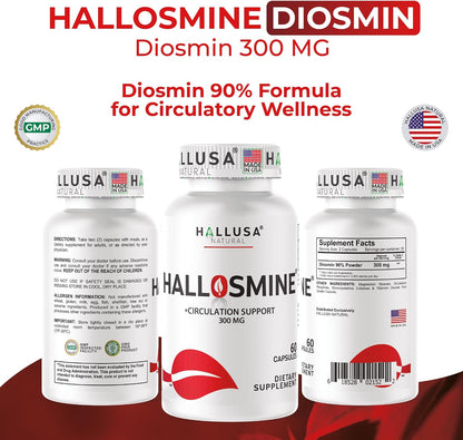 Hallusa Natural Diosmin Circulation – Vein & Circulation Support Supplement (300 mg, 60 Capsules)