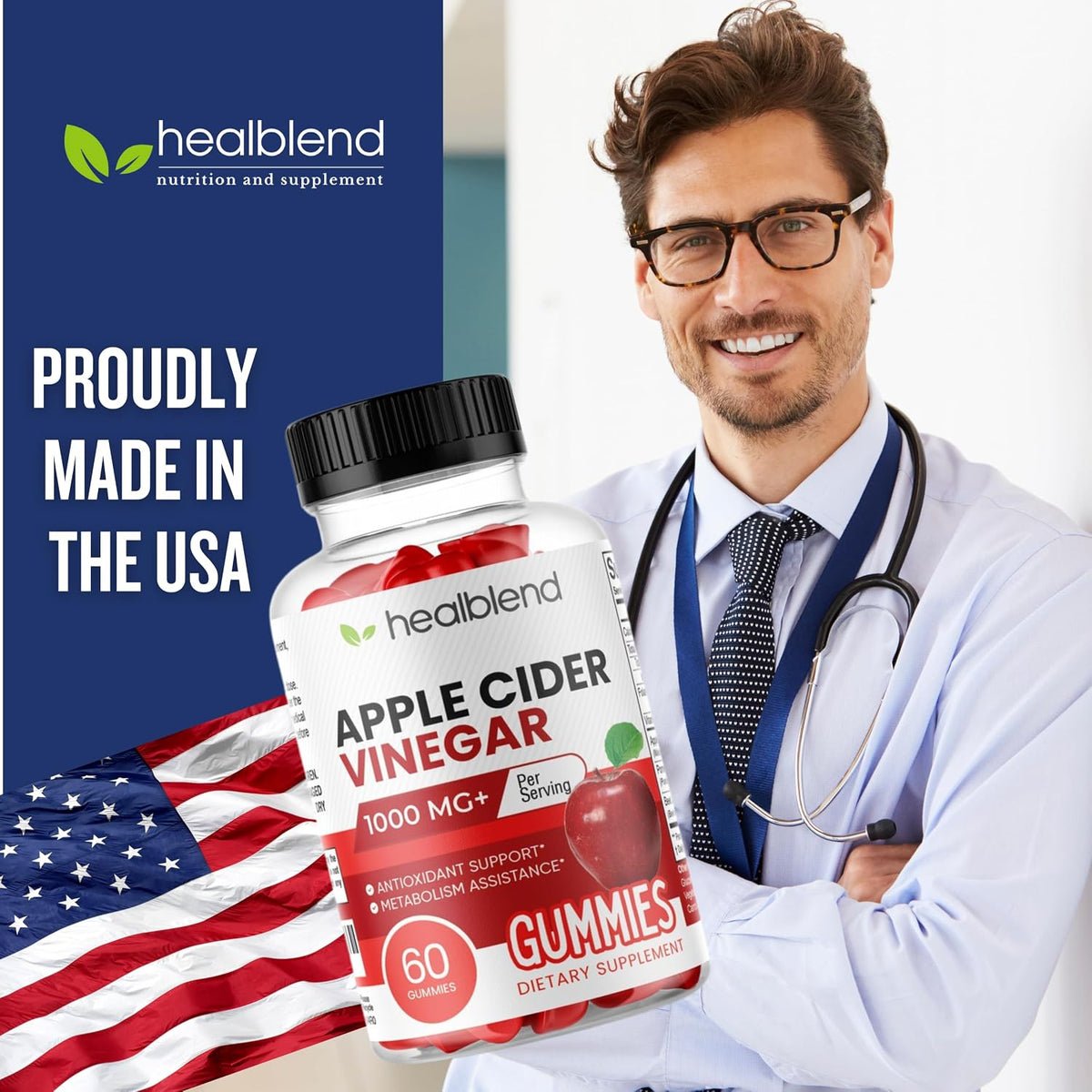 healblend Apple Cider Vinegar Gummies with Vitamin B12 - 120 Count (2 Pack) - görsel 5
