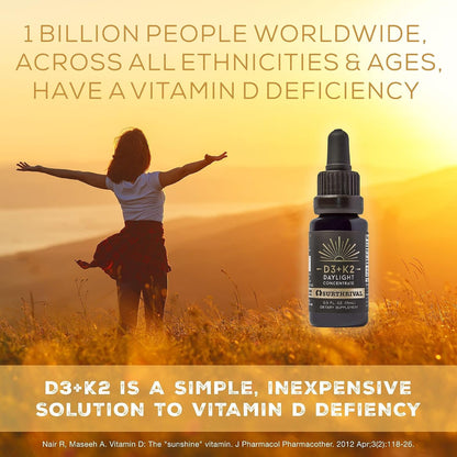 Surthrival Vitamin D3+K2 Daylight Concentrate, 0.5 fl oz (approx. 270 Servings)