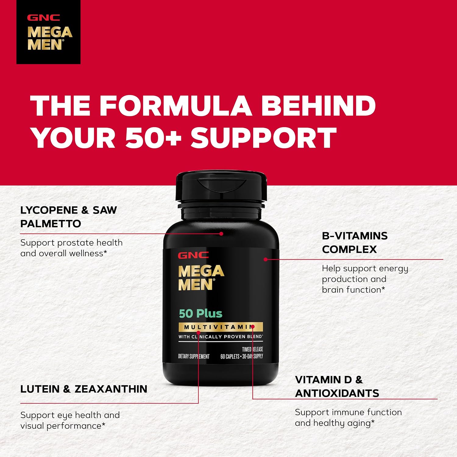 GNC Mega Men 50 Plus Multivitamin Caplets for Men Over 50 - görsel 5