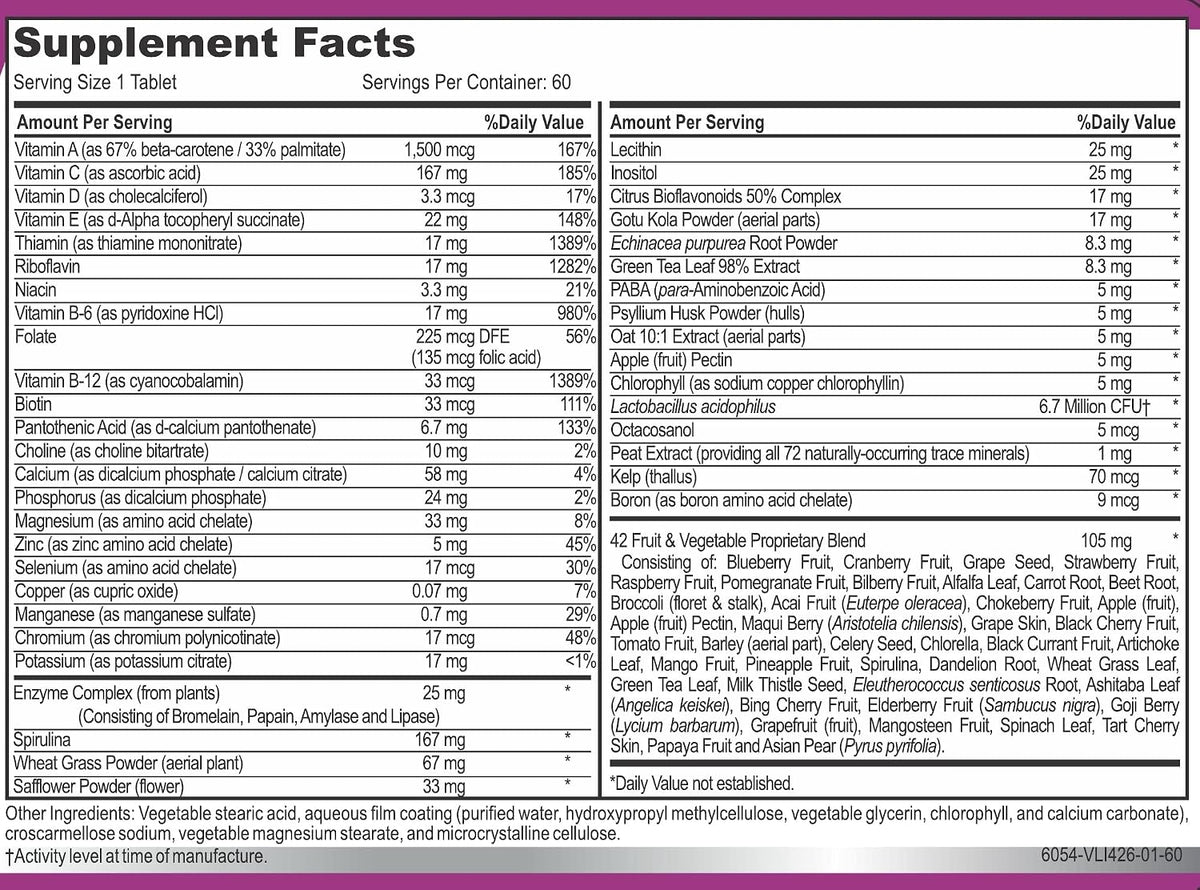 MiracleMulti Women's Multivitamin with Probiotics, Biotin, Folic Acid, Enzymes & Fruit/Vegetable Blend, 60 Capsules (Non-GMO) - görsel 7