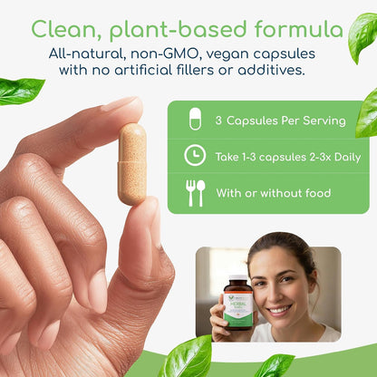 Herbal Biotic Immune Support Supplement - Natural Cat's Claw & Herbal Blend for Probiotic Balance and Digestive Health (120 Vegan Capsules)