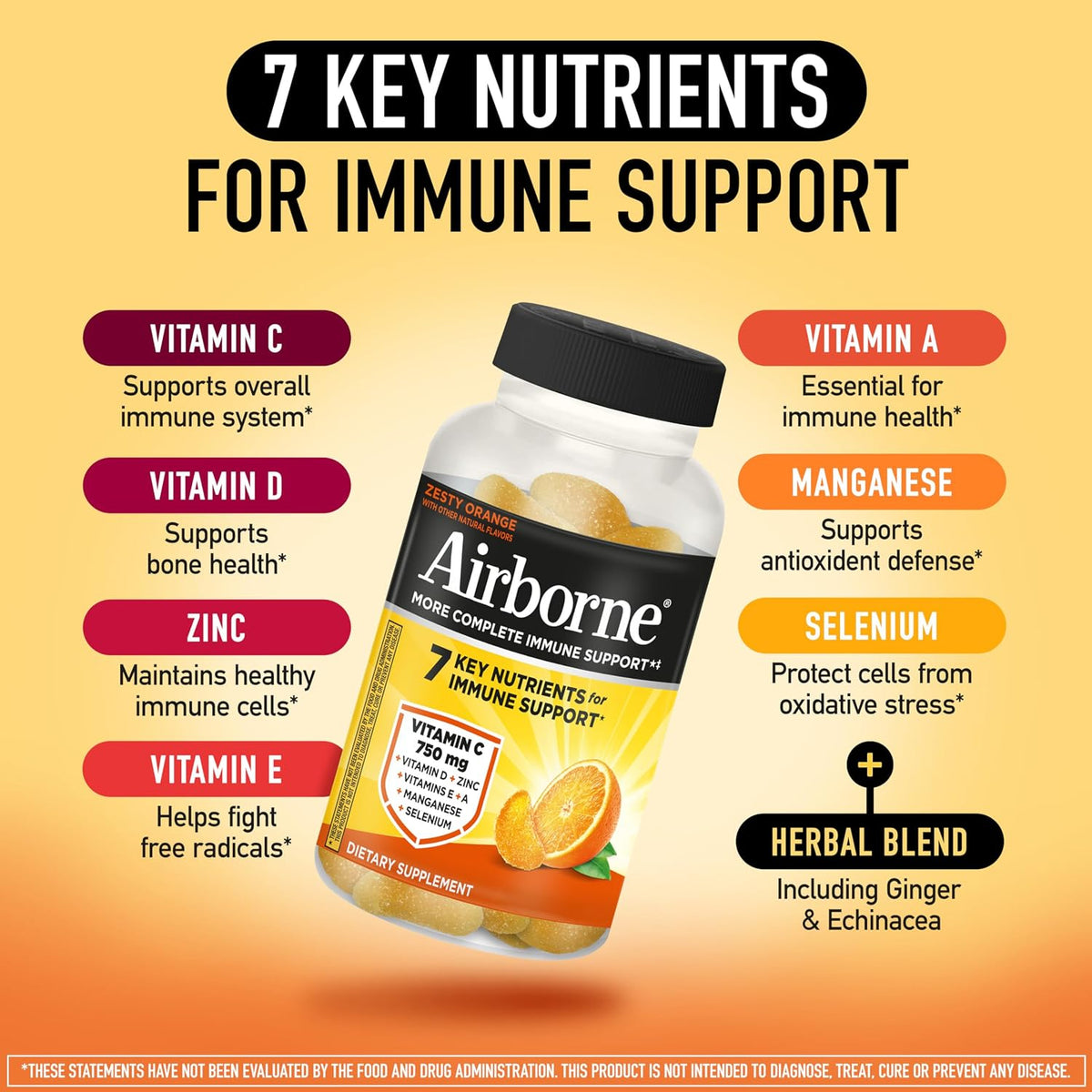 Airborne Immune Support Gummies, Zesty Orange, 63 Gummies - görsel 3