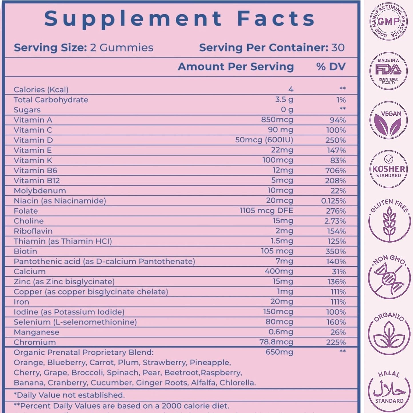 VIDAVITE Sugar Free Prenatal Gummies – 30+ Nutrients for Pregnancy Support - görsel 5