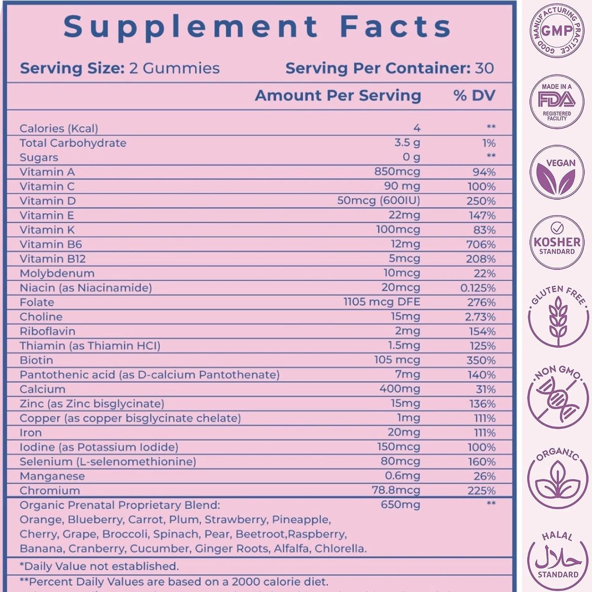 VIDAVITE Sugar Free Prenatal Gummies – 30+ Nutrients for Pregnancy Support - görsel 5