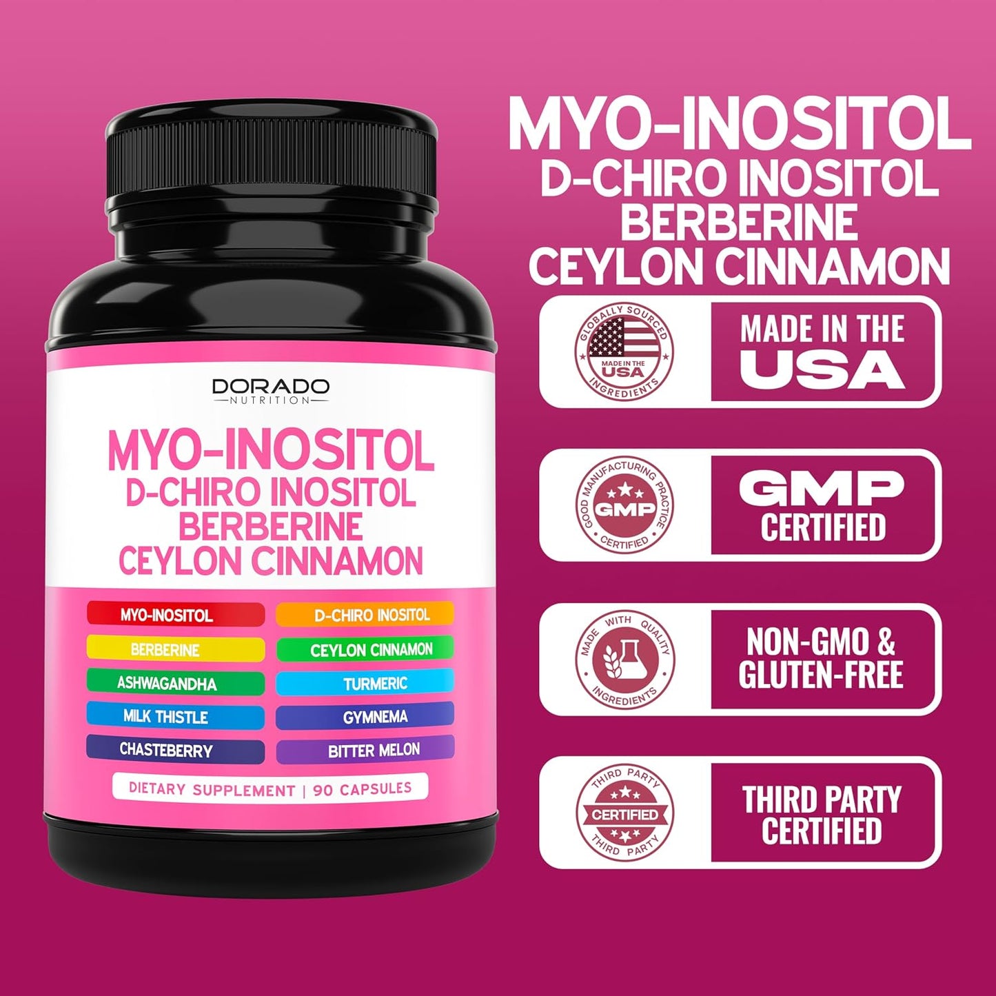 Myo-Inositol & D-Chiro Inositol Food Supplement for Women – 40:1 Ratio, 90 Capsules - görsel 5