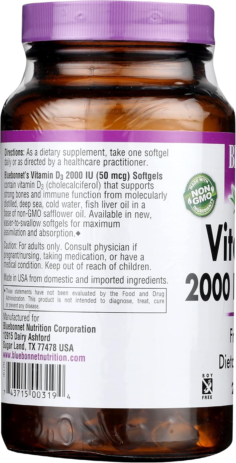Bluebonnet Nutrition Vitamin D3 2000 IU, 250 Softgels - görsel 6