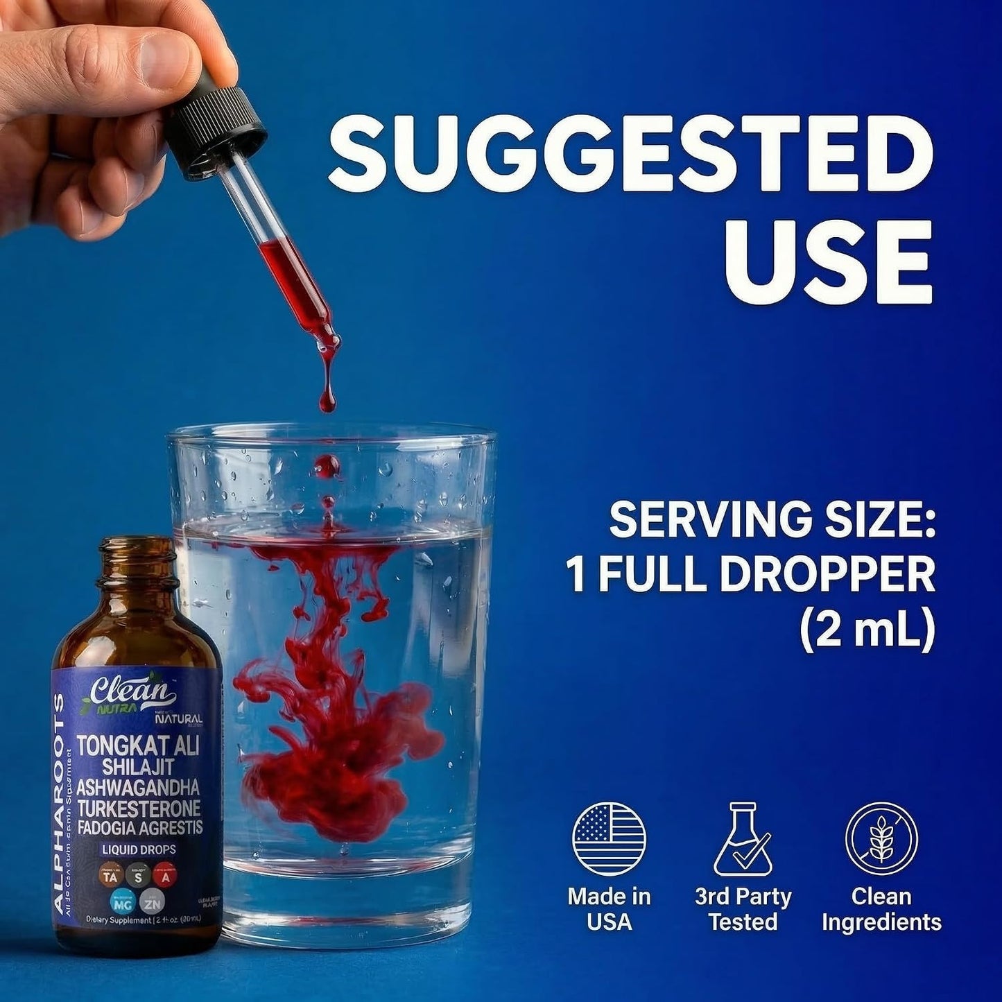 Clean Nutra Tongkat Ali Liquid Drops – Herbal Supplement for Men with Ashwagandha, Shilajit, Turkesterone, Magnesium, Irish Sea Moss, and Zinc - görsel 6