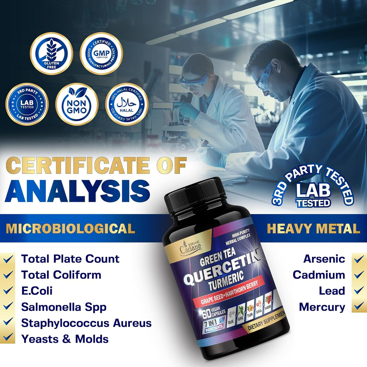 Organic Cadane Quercetin Supplements - 60 Superfood Capsules - görsel 10