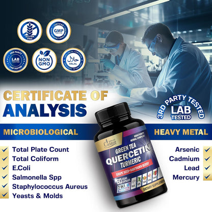 Organic Cadane Quercetin Supplements - 60 Superfood Capsules