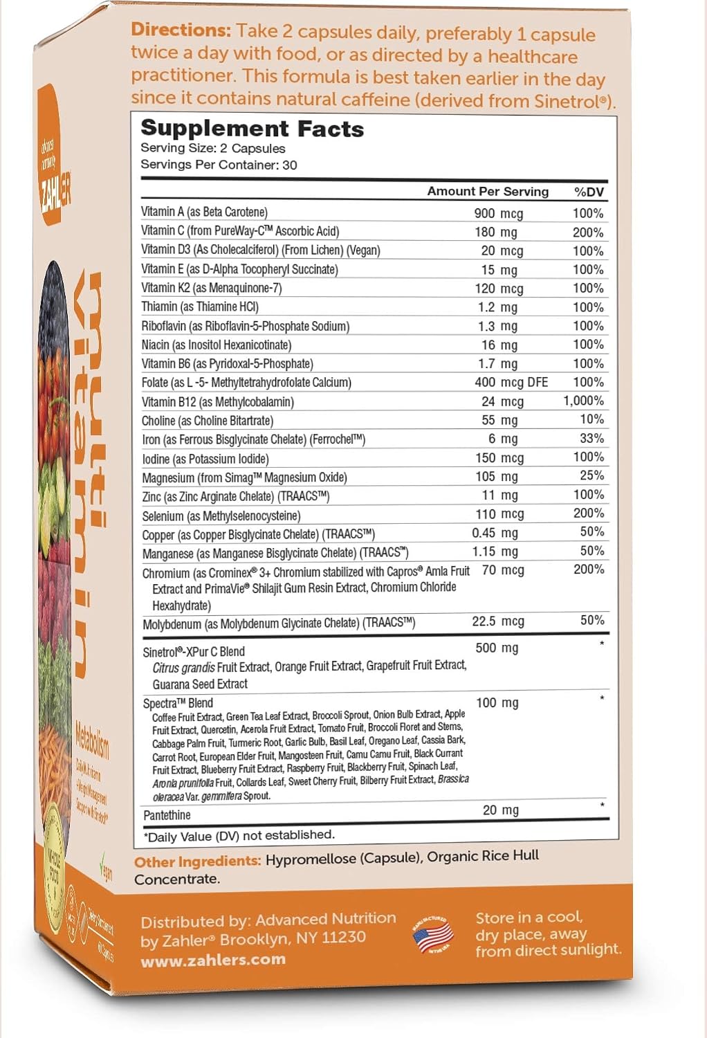 Zahler Multivitamin Metabolism + Weight Management Support with Iron, 60 Capsules - görsel 2