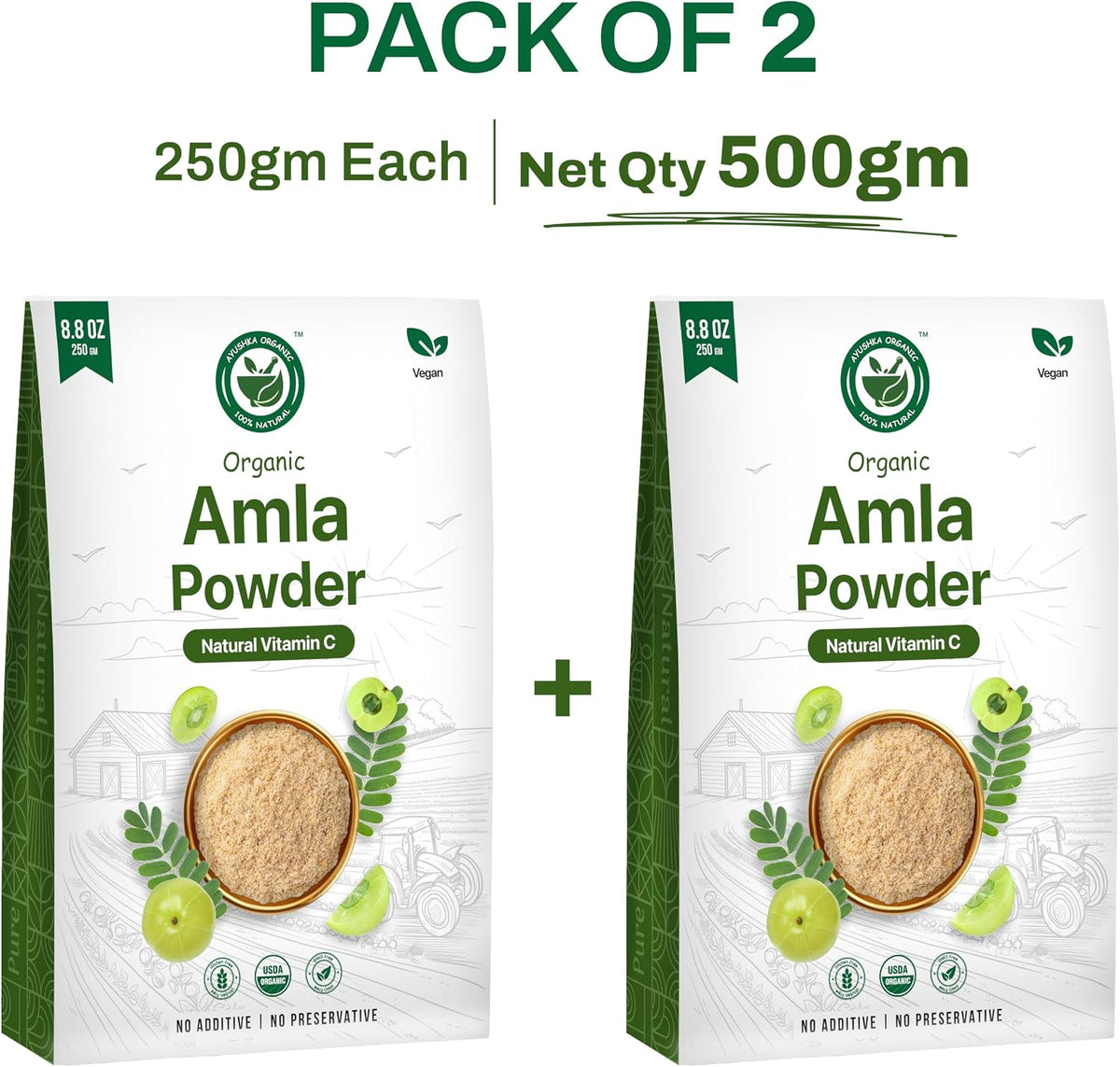 Ayushka Organic Amla Powder (Amalaki) – Organic Indian Gooseberry Powder, 502 g - görsel 2