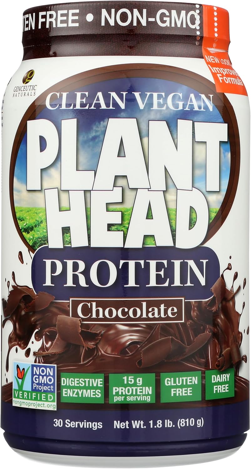 Genceutic Naturals Plant Head Protein Dietary Supplement, Chocolate, 816g - görsel 1