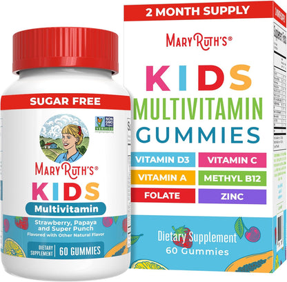 MaryRuth's Multivitamin Gummies for Teens | Vitamin D3, A, C, E, B6, B12, Zinc, Iodine, Biotin | Immunity, Bone, & Skin Health | Vegan, Sugar Free, Gluten-free | 60 Gummies