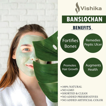 VISHIKA Banslochan Vanshlochan (Tabasheer) – 100% Pure Bamboo Manna for Bone and Hair Support – 100g