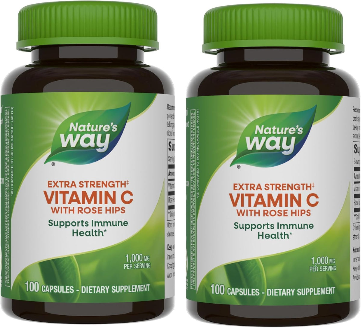 Nature's Way Vitamin C 1000 mg with Rose Hips, 1000 mg per Serving, 100 Capsules, Pack of 2 - görsel 1