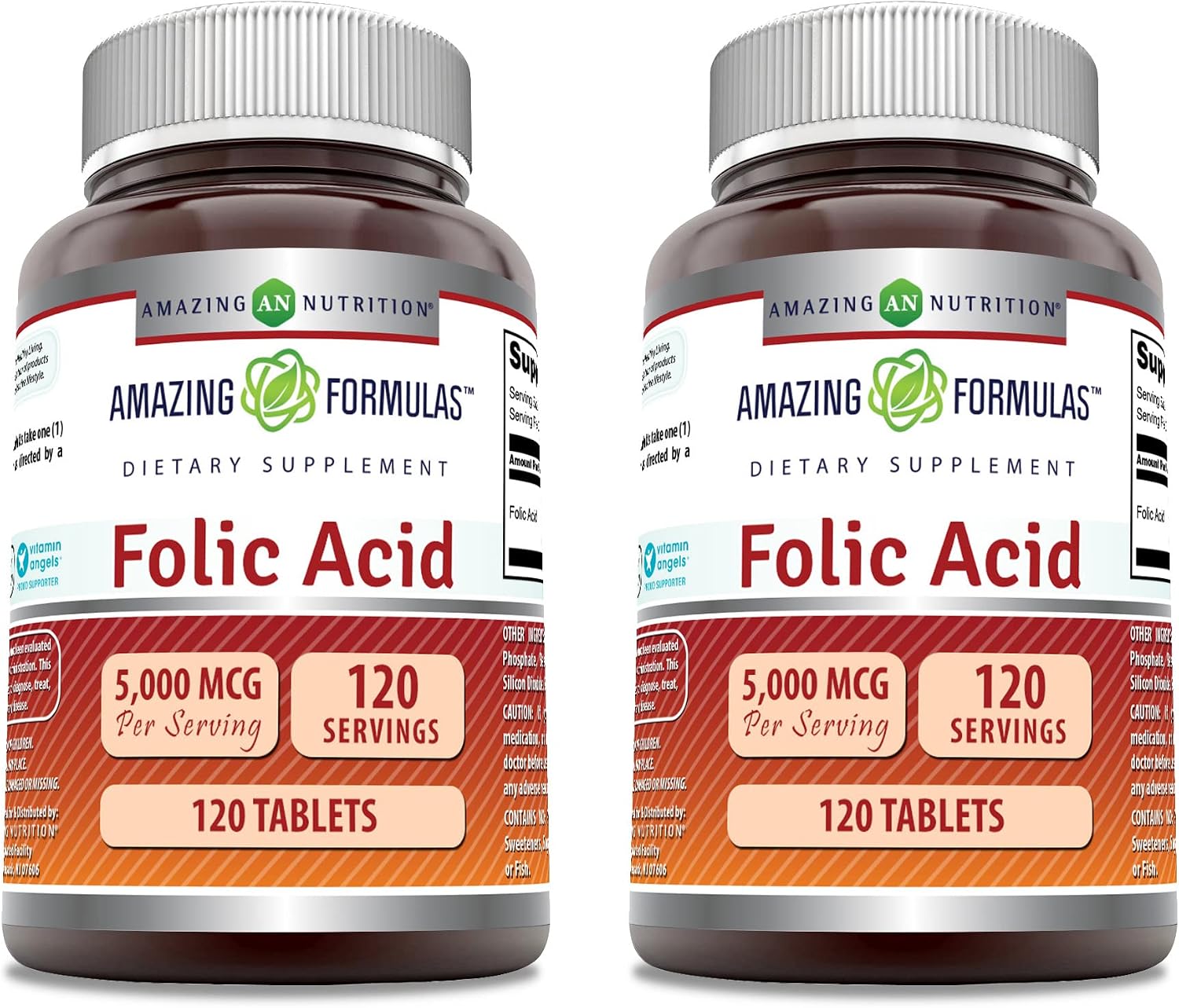 Amazing Formulae Folic Acid 5000 mcg per Serving | Tablets Supplement | Non-GMO | Gluten-Free | Made in USA (3 Pack | 120 Count) - görsel 6