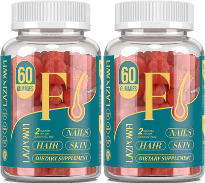 Biotin Gummies for Hair, Skin and Nails – Vegan Vitamin B7, Strawberry, 2-Pack