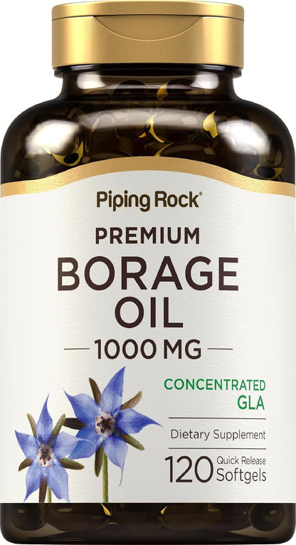 Piping Rock Borage Oil 1000mg, 120 Soft gel capsule Capsules