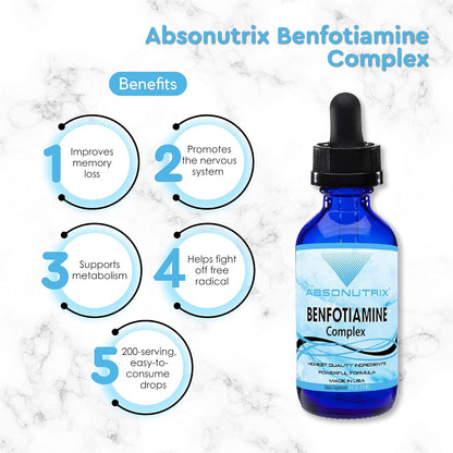 Absonutrix Benfotiamine Complex 300 mg - Liquid Drops, 118 ml (200 Servings)