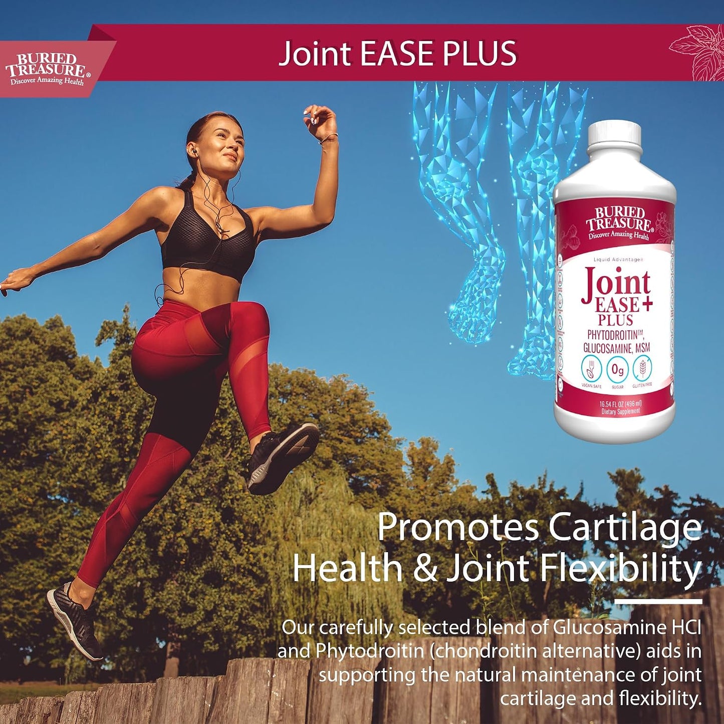Buried Treasure Joint Ease Plus - 473 ml, Glucosamine Chondroitin with MSM and Turmeric, Joint Support Supplement - görsel 5