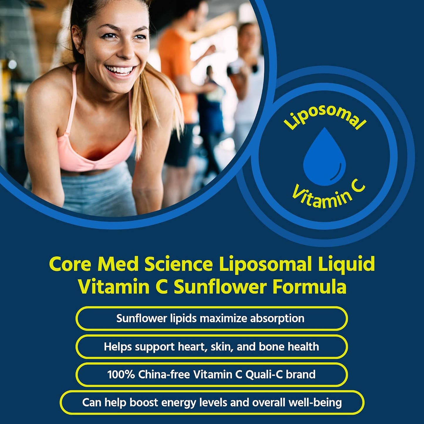 Core Med Science Liposomal Vitamin C 1000mg Liquid Supplement, 148ml - görsel 2