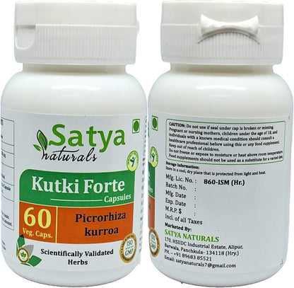 Kutki Forte Capsules 500 mg - Picrorhiza Kurroa Extract - 120 Capsules (2-Pack)