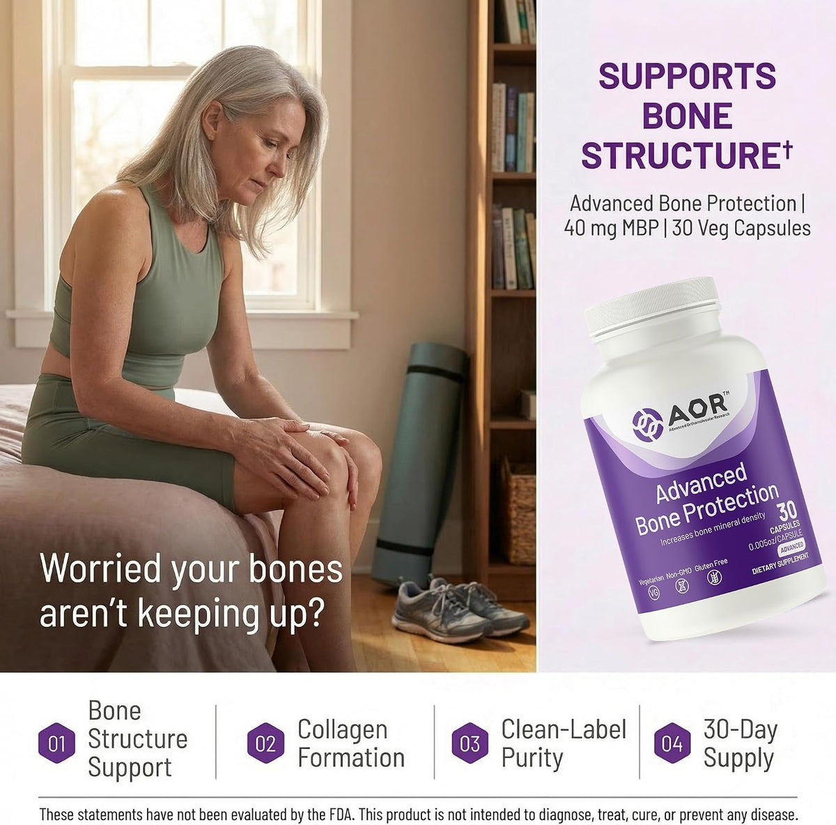 AOR Advanced Bone Protection 40mg MBP – 30 Vegetarian Capsules, 30-Day Supply - görsel 2