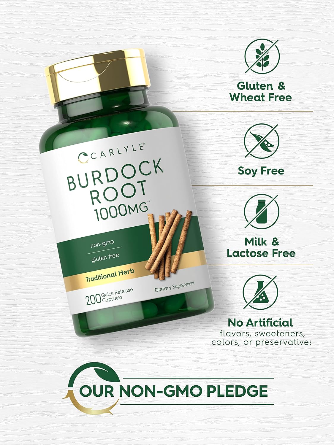 Carlyle Burdock Root Food Supplement | 200 Capsules | Arctium Lappa Extract | Traditional Herbal Remedy | Non-GM & Gluten-free - görsel 4