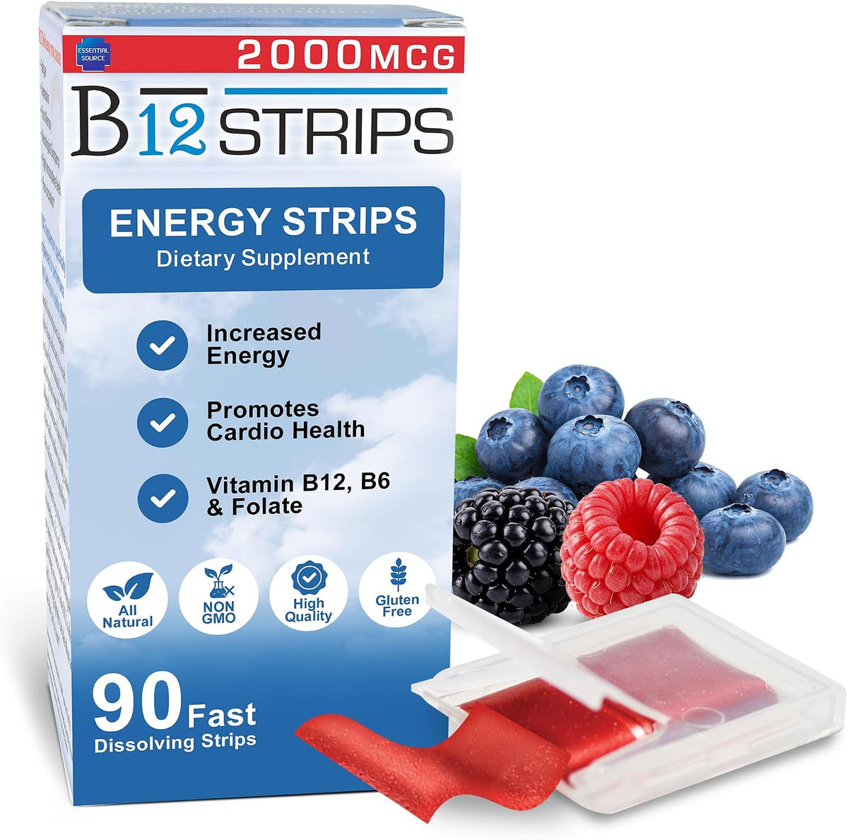 Essential Source Methylcobalamin Vitamin B12 Sublingual Strips with Biotin, B6 and L-Methylfolate - görsel 10