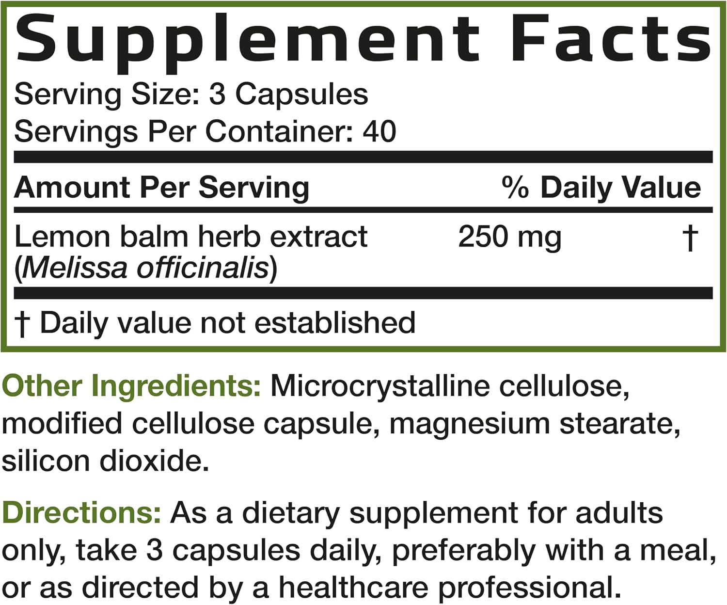 Bronson Melissa Lemon Balm Extra Strength, Non-GMO, 120 Vegetarian Capsules - görsel 6