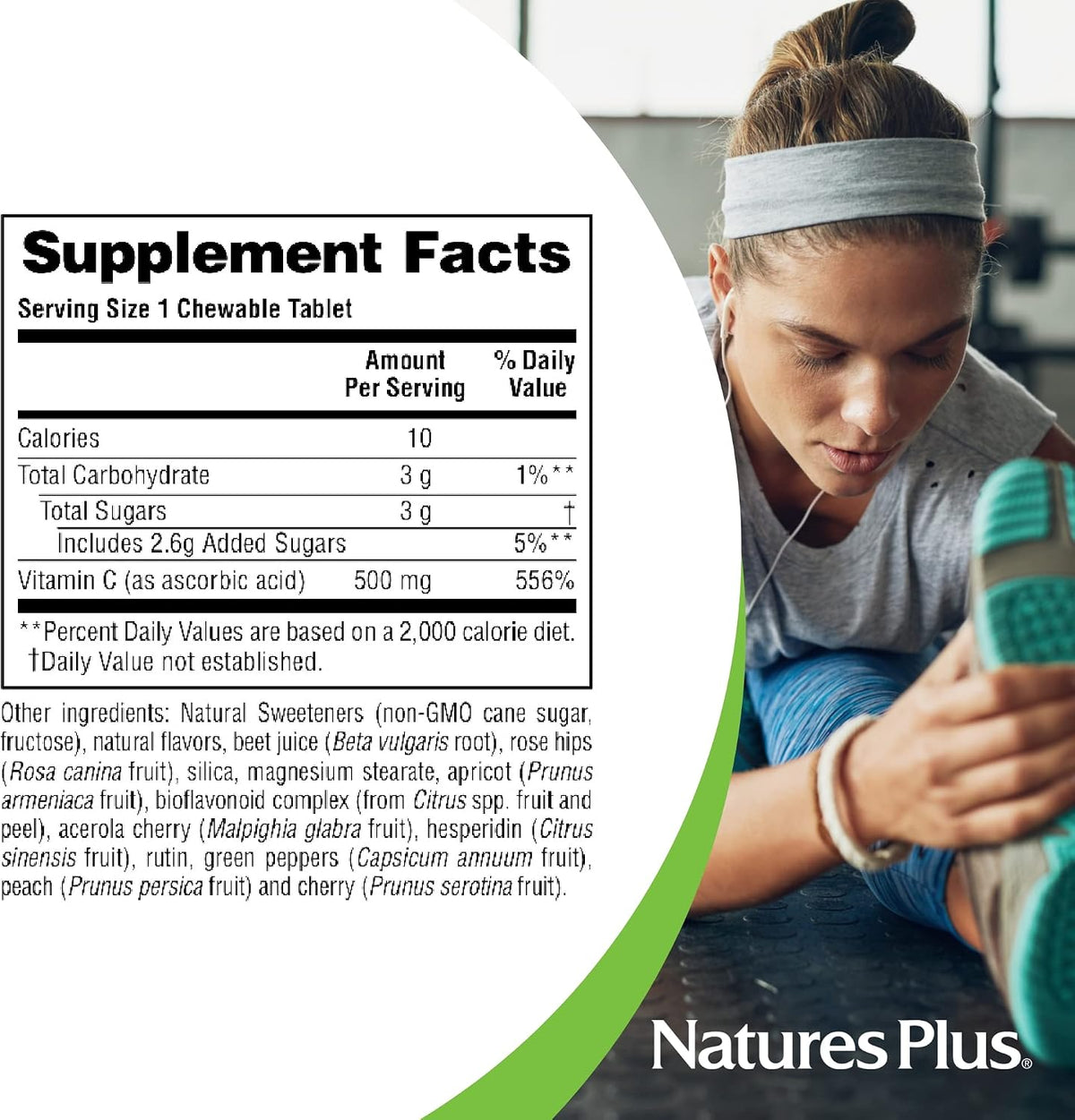 NaturesPlus Lovites Chewable Vitamin C - 500mg, Natural Fruit Flavour, 90 Heart-Shaped Tablets - görsel 6