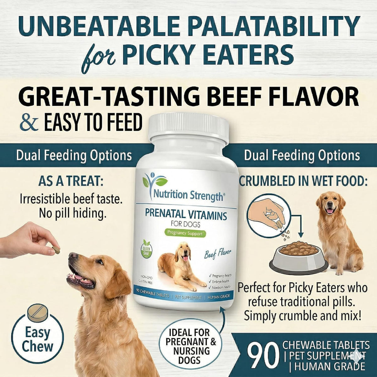 Prenatal Vitamins for Dogs – 90 Chewable Tablets | Nutrition Strength - görsel 8