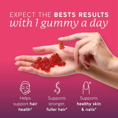 Biotin Gummies for Hair, Skin and Nails. 5,000 mcg High Potency Vegan Vitamins for Normal Hair and Nails and Healthy Skin. with Vitamins C and E, 90 Gummies