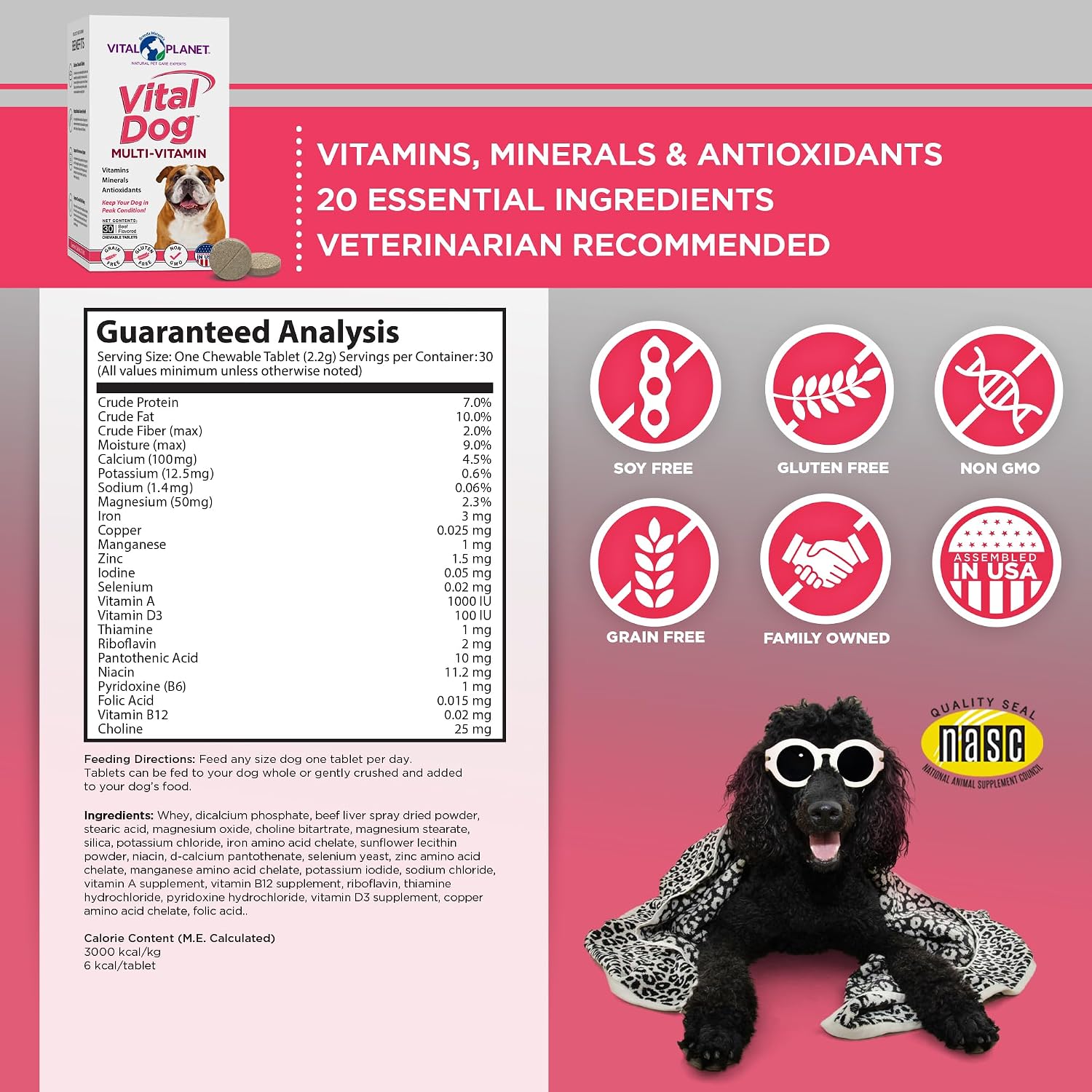 Vital Planet Vital Dog Multivitamin Chewable Tablets for Dogs, 30 Tablets - görsel 2