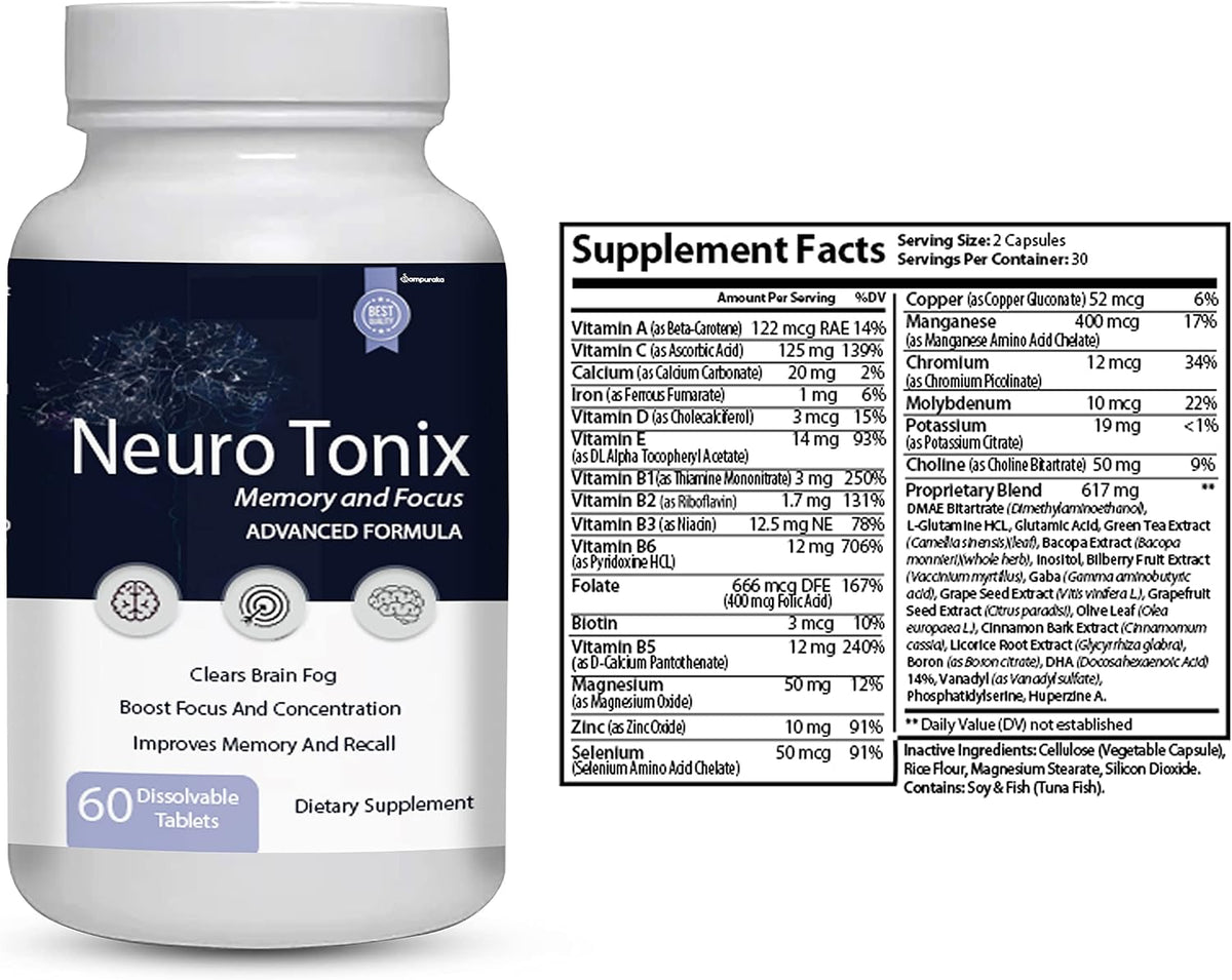 Neuro Tonix Advanced Formula for Cognitive Support, 360 Capsules (6-Pack) - görsel 2