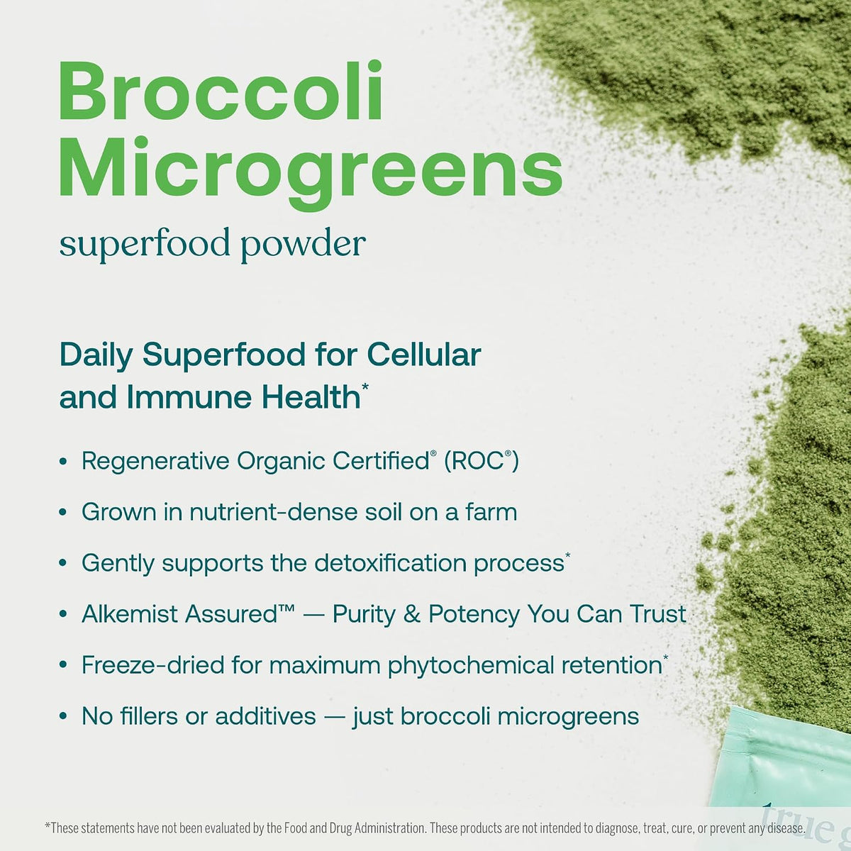 True Grace Broccoli Microgreens - Daily Superfood Powder, Regenerative Organic Certified, 11 g (30 Servings) - görsel 3