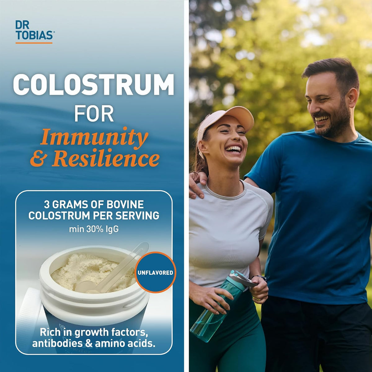 Dr. Tobias Colostrum Powder - Premium Bovine Colostrum Food Supplement for Immune Support, Gut Health & Muscle Recovery | 3g Per Serving Minimum 30% IgG Unflavoured (227 g, 76 Servings) - görsel 2
