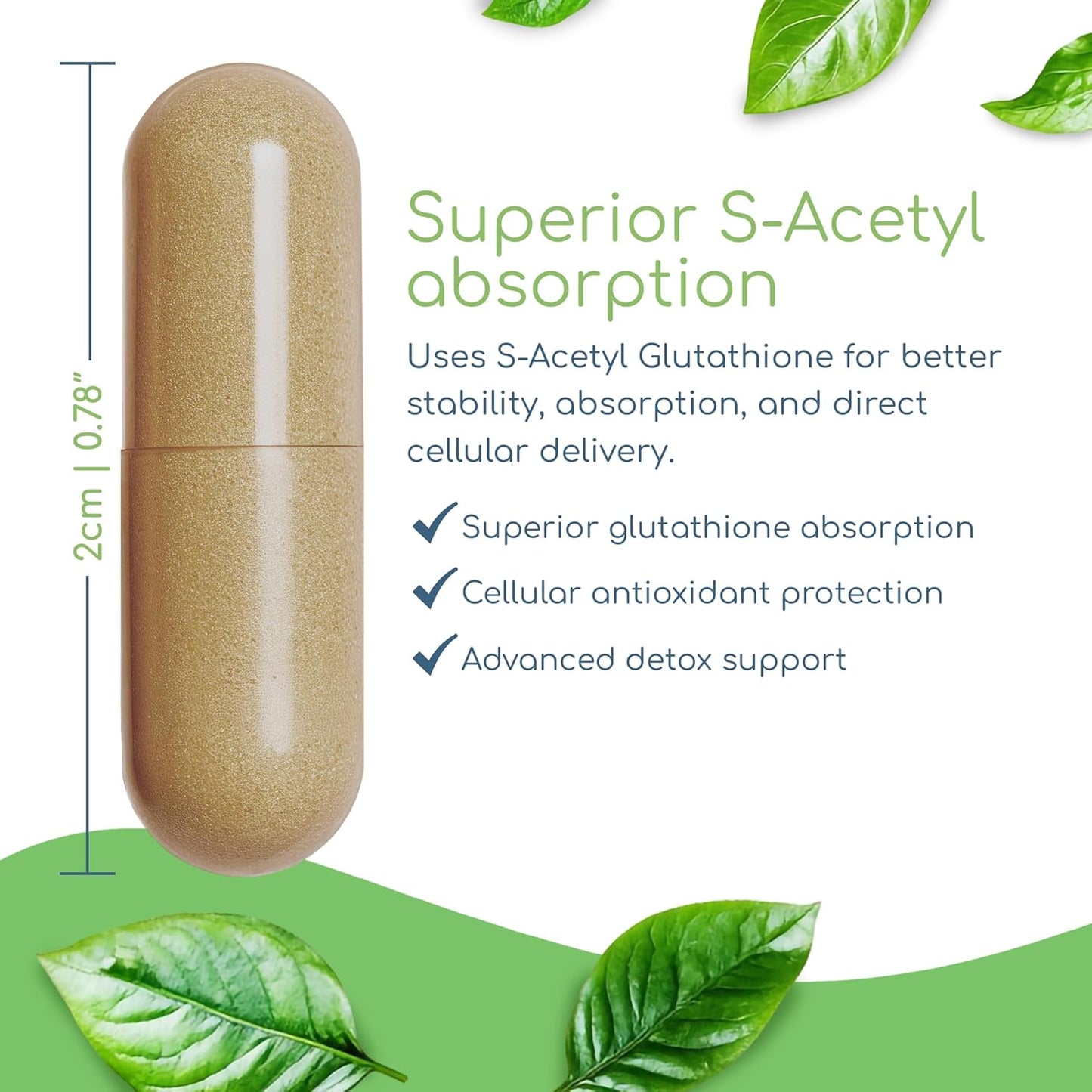Glutathione Symmetry - S-Acetyl Glutathione Supplement - Antioxidants & Detoxification - Natural Cellular Support - All-Natural, Vegan, Non-GM, 120 Capsules - görsel 4