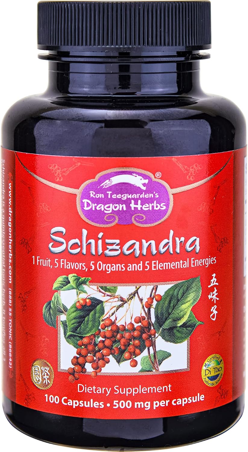 Dragon Herbs Schizandra Capsules - 100 Capsules, 500 mg Each - görsel 1
