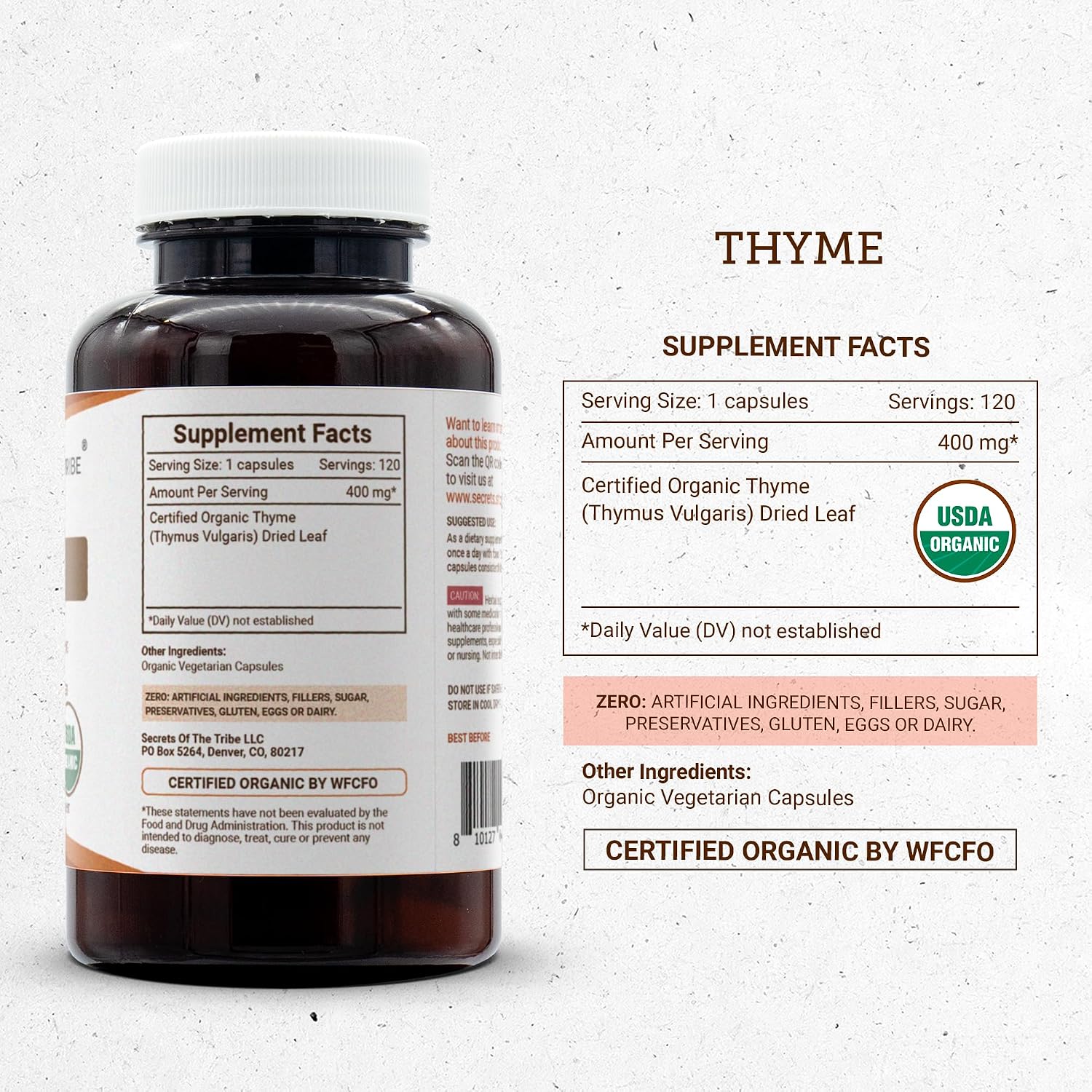 Secrets of the Tribe Organic Thyme Capsules - 120 Count - görsel 4