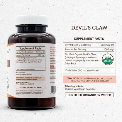 Secrets of the Tribe Devil's Claw Organic Capsules - 120 Capsules